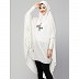 Calligraphy printed stretchable Jersey prayer Hijab - White